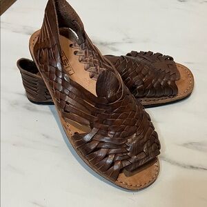 Bed Stu Woven Brown Leather Sandals